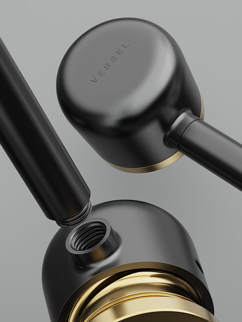 Vessel Pipe gunmetal close-up of brass bowl interior and threading