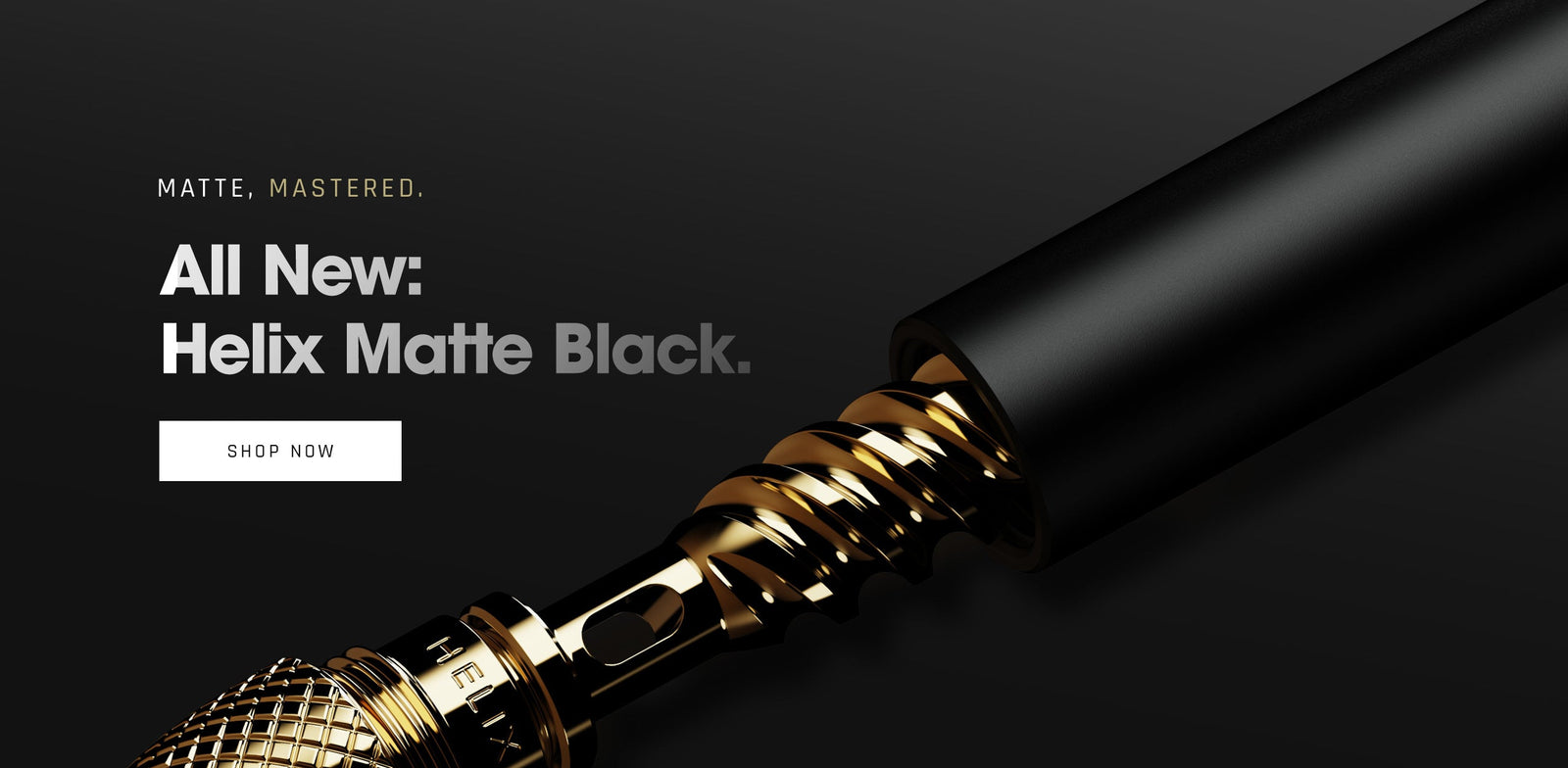 New Helix Matte Black one-hitter by Vessel showcasing premium matte black finish on dark background
