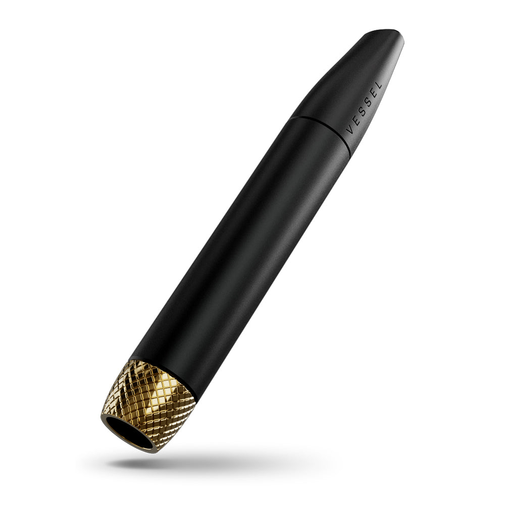 Helix one-hitter in matte black with brass knurled bowl